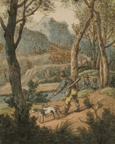 Myśliwy z dwoma psami autorstwa Johann Georg von Dillis