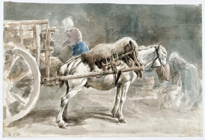 Koń pociągowy podczas jedzenia owsa autorstwa Johann Georg von Dillis