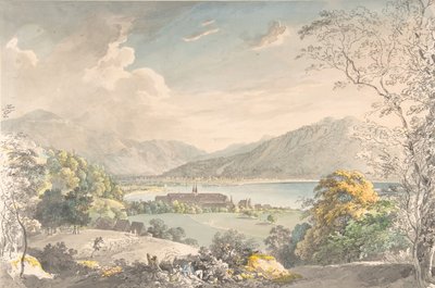 Widok klasztoru w Tegernsee od strony płn-wsch, koniec XVIII-poł. XIX wieku. autorstwa Johann Georg von Dillis