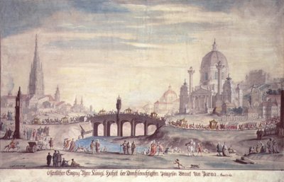 Publiczne wystąpienie Jej Królewskiej Wysokości Księżnej Izabeli Parmeńskiej, żony Józefa II Austrii (1741-90), 1760 autorstwa Johann Gfall