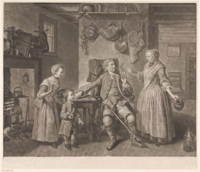 Portret aktora Davida Garricka w roli rolnika wracającego do domu autorstwa Johann Gottfried Haid