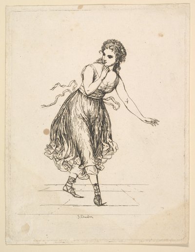Kobieta Alone, z serii Tańcząca para Vigano.n.d. autorstwa Johann Gottfried Schadow