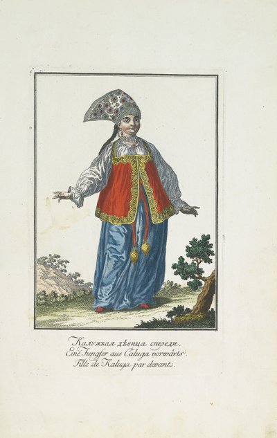 Panna z Kaługi w odświętnym stroju autorstwa Johann Gottlieb Georgi