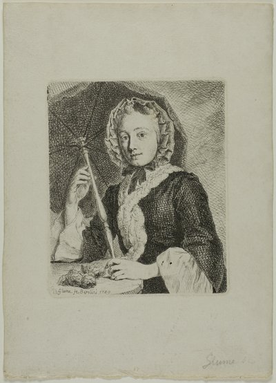 Kobieta z parasolem (pani Friedrich Christian Glume, szwagierka artysty) autorstwa Johann Gottlieb Glume