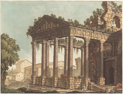 Świątynia Herkulesa w Cori autorstwa Johann Gottlieb Prestel, probably after Alessandro Moretti