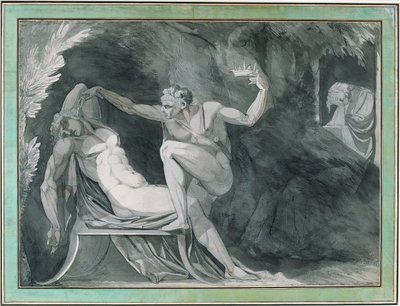 Król Danii zostaje otruty we śnie przez swojego brata autorstwa Johann Heinrich Füssli