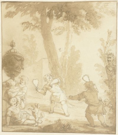 Alegoryczne przedstawienie z dziećmi bawiącymi się autorstwa Johann Heinrich Keller (II)