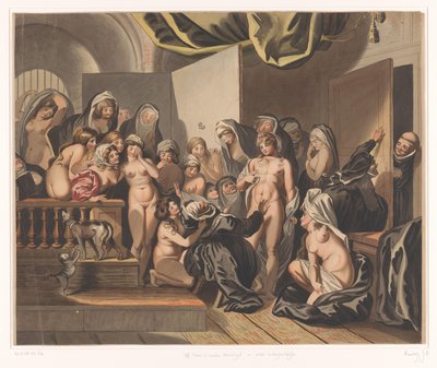 Abdes odkrywa wśród swoich rozebranych zakonnic młodego mężczyznę autorstwa Johann Heinrich Ramberg