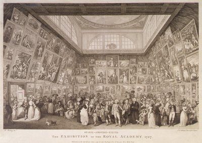 Widok wnętrza Somerset House z wystawą Królewskiej Akademii Sztuk w 1787 r. autorstwa Johann Heinrich Ramberg