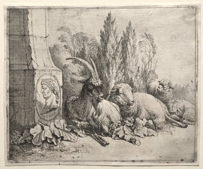 Popiersie na dnie piramidy autorstwa Johann Heinrich Roos