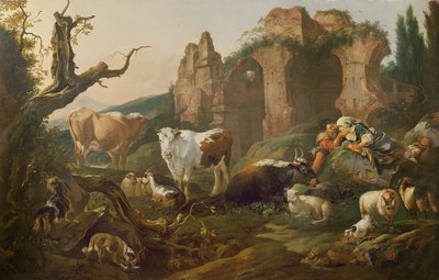 Zwierzęta gospodarskie w krajobrazie, 1685 autorstwa Johann Heinrich Roos