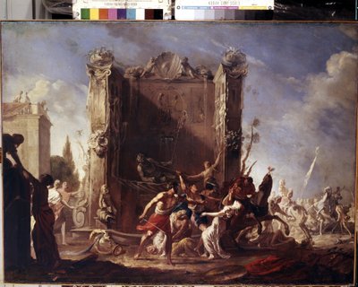 Gwałt kobiet Sabine. Obraz Johanna Heinricha Schoenfelda (1609-1684). Olej na płótnie, 98,5 x 134 cm, ok. 1630-1640. Sztuka niemiecka, sztuka barokowa. Muzeum Ermitażu w Sankt Petersburgu. autorstwa Johann Heinrich Schonfeldt