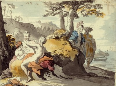 Telemach i Mentor na Cyprze (grafit i wc na papierze) autorstwa Johann Heinrich Tischbein