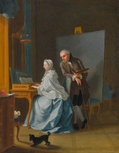 Autoportret z żoną Marie Sophie w szpinecie, 1756. autorstwa Johann Heinrich Tischbein the Elder