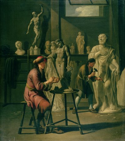Wnętrze pracowni rzeźbiarzy autorstwa Johann Heiss
