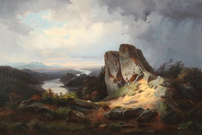 Pejzaż zachodni 1853 (olej na płótnie) autorstwa Johann Herman Carmiencke