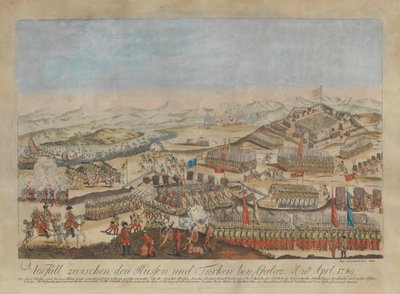 Incydent między armią rosyjską i osmańską w Galati 20 kwietnia 1789 r. 1789. autorstwa Johann Hieronymus Loeschenkohl