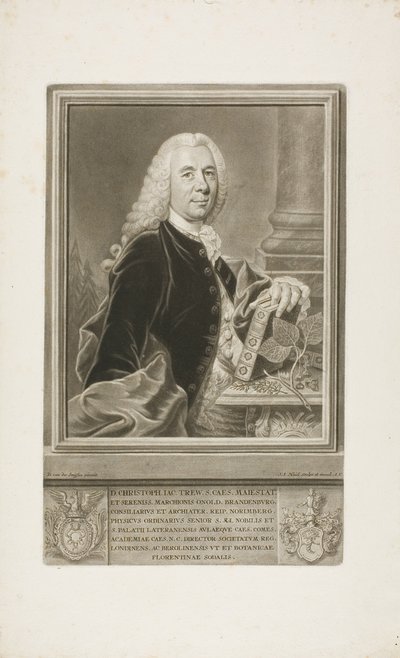 Pan Christopher Jacob Trew, z Select Plants autorstwa Johann Jacob Haid