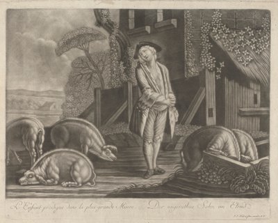 Syn marnotrawny w największej nędzy autorstwa Johann Jacobus Haid