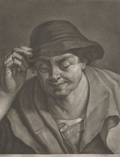 Mężczyzna w kapeluszu autorstwa Johann Jacobus Haid