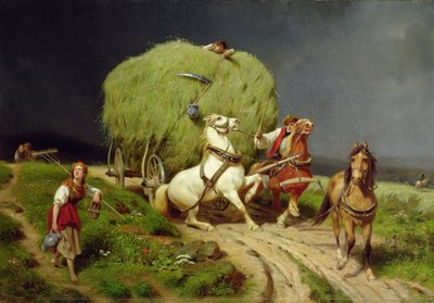 Wóz z sianem, 1874 autorstwa Johann Jakob Eduard Handwerk