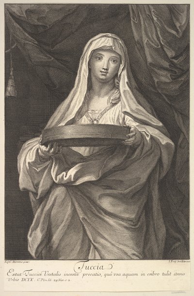 Tuccia, 1720. autorstwa Johann Jakob Frey the Elder