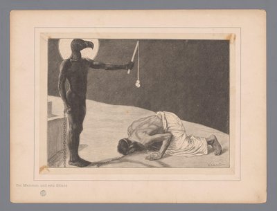 Adoracja Mamony Der Mammon und sein Sklave (tytuł na obiekcie) Siedem mistycznych przedstawień (tytuł serii) autorstwa Johann Jakob Weber