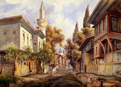 „Ulica w Konstantynopolu”, 1835 r. autorstwa Johann Jakob Wolfensberger