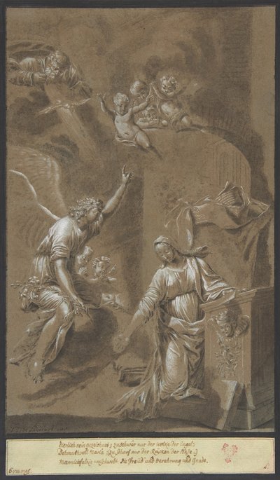 Zwiastowanie, koniec XVII wieku. autorstwa Johann Jakob von Sandrart