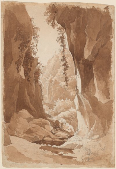 Klify nad wąwozem rzeki w pobliżu Sorrento (recto) autorstwa Johann Joachim Faber
