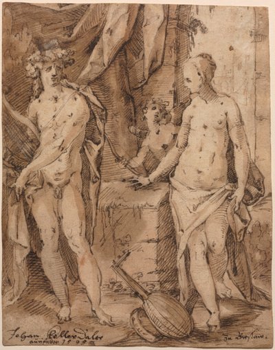 Apollo z Erato i Kupidynem, 1595. autorstwa Johann Kellerthaler