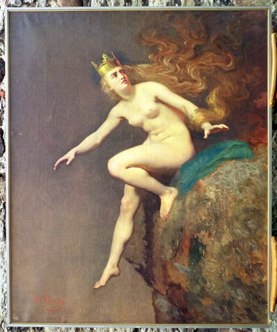 Lorelei, studium do obrazu Przekleństwo Lorelei przez mnichów, 1887 autorstwa Johann Koler