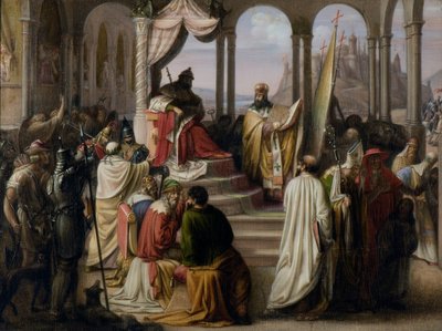 Książę Włodzimierz wybiera wyznanie w 988 Spór religijny na dworze rosyjskim, 1822 autorstwa Johann Leberecht Eggink