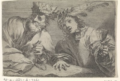 Stary i młody mężczyzna przy stole autorstwa Johann Liss