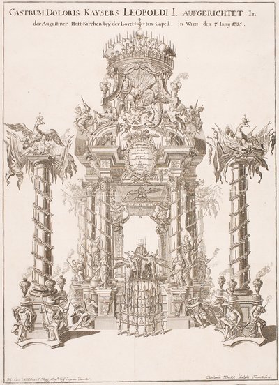 Rusztowanie żałobne dla cesarza Leopolda I w kościele augustianów w Wiedniu, 1705 autorstwa Johann Lucas von Hildebrandt