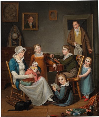 Autoportret Johna Lewisa Krimmela z Susannah Krimmel i jej dziećmi, 1809-10 autorstwa Johann Ludwig Krimmel