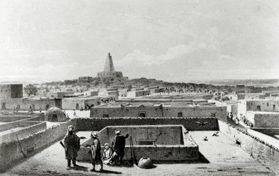 Timbuktu z Tarasu Domu Podróżnika, z „Podróży i odkryć w Afryce Północnej i Środkowej” wydanej w latach 1857-58 autorstwa Johann Martin Bernatz