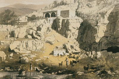Widok Baniyas. Akwaforta Bernatza et alii - Steinkopk J.F. Editore autorstwa Johann Martin Bernatz