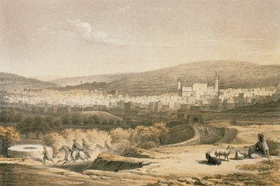 Widok na Betlejem. Akwaforta Bernatza et alii - Steinkopk J.F. Editore autorstwa Johann Martin Bernatz