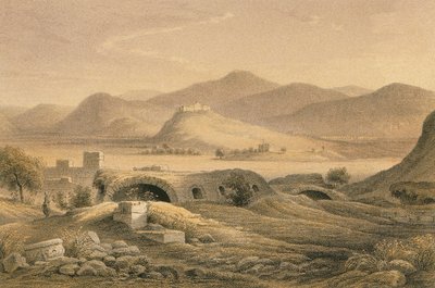 Widok na Efez. Akwaforta Bernatza et alii - Steinkopk J.F. Editore autorstwa Johann Martin Bernatz