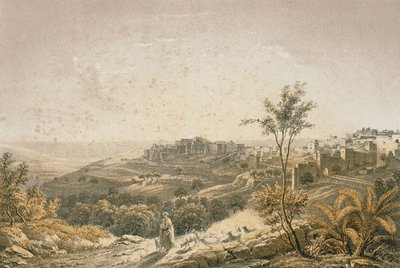 Widok na Jerozolimę. Akwaforta Bernatza et alii - Steinkopk J.F. Redaktor autorstwa Johann Martin Bernatz