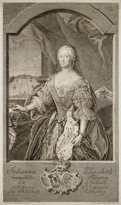 Portret Johanny-Elizabeth, elektorki Anhalt-Zerbst 1712-1760, matki Katarzyny II, 1756. autorstwa Johann Martin Bernigeroth