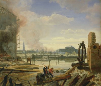 Hamburg po pożarze 1842, 1842 autorstwa Johann Martin Gensler