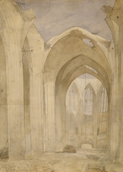 Ruiny św. Mikołaja, 1842 (wc na papierze) autorstwa Johann Martin Gensler