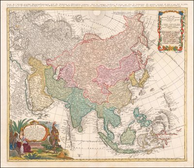 Mapa Azji z 1744 r. autorstwa Johanna Matthiasa Hase