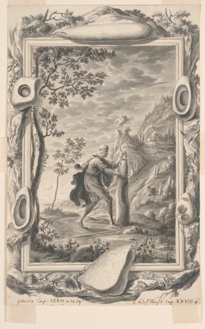 Studium Jakuba wylewa olej na kamień w Betel, tablica 87, Physica Sacra autorstwa Johann Melchior Füssli