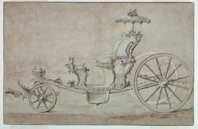 Rysunek, projekt kabrioletu, przed 1750 r. autorstwa Johann Michael Hoppenhaupt II