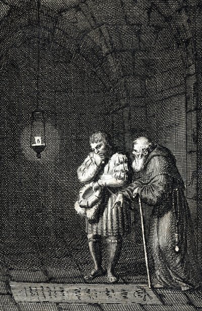 Cesarz Karol IV (1346-1378) zbierający na grobie Widukinda z Saksonii (lub Wittekinda z Saksonii) Enger Germany w 1377 (Karol IV, Święty Cesarz Rzymski przy grobie Widukinda (Widukinga lub Wittekinda) w Enger, Niemcy) autorstwa Johanna Michaela Me autorstwa Johann Michael Mettenleiter
