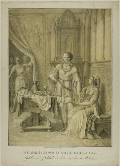 Książę Ludwik I i Ludmiła autorstwa Johann Michael Mettenleiter