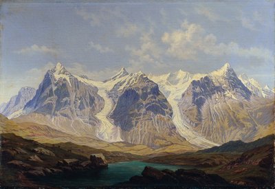 Wetterhorn, Mettenberg i Eiger z dwoma lodowcami Grindelwald pomiędzy autorstwa Johann Michael Sattler